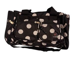 Rockland Black/White Polka Dot Duffel Travel Bag 18x10x8.5"
